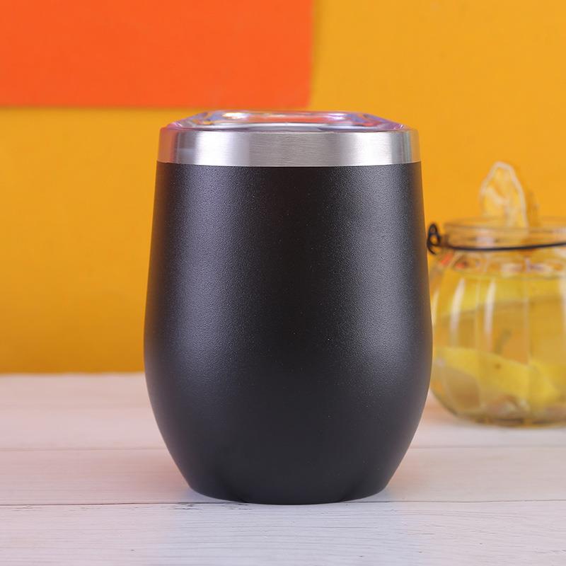 Stainless Steel Stemless Wine Glass Tumbler with Lid, 12 oz