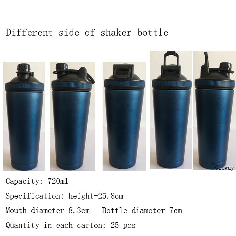 25 oz Gym Sports Stainless Steel Protein Shaker Bottle Metal Custom Wholesale Shaker double wall vacuum Shaker Bottle