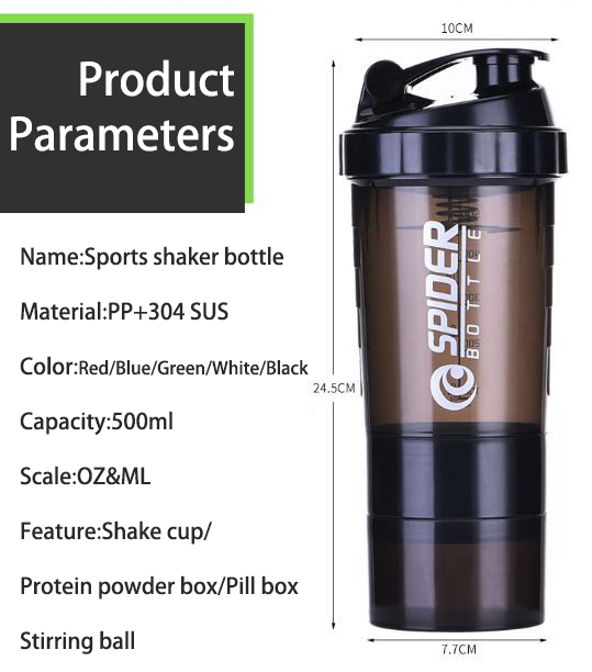 Customized Wholesale Plastic 500ml/600ml Blender Sports Gym Protein Shaker Cup