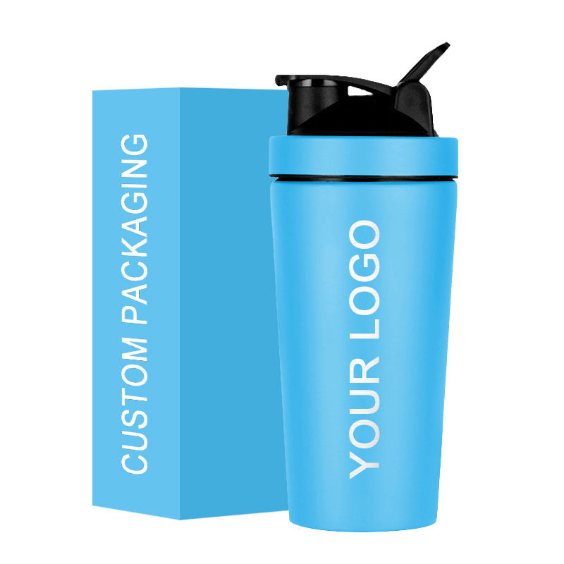 Customized Portable Protein Shaker Bottle Stainless Steel Eco Friendly Reusable Single Wall Shaker Bottle for Protein Mixes