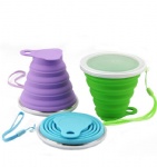 wholesale silicone foldable travel drinking cup collapsible water drinking cup with handle