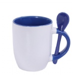 Custom Company Name Printed Ceramic White Coffee Mug Tea Cup With Spoon