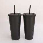 BPA free FDA pass double wall plastic straw cups 12oz 16oz 24oz 32oz