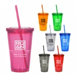 plastic tumbler cup with straw and lid