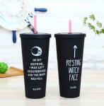 24oz Plastic Double wall insert paper tumbler with lid and Straw
