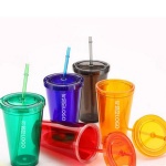 Wholesale sippy cups 16oz BPA free double wall tumbler With Straw
