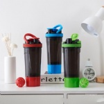Plastic Protein Shaker Bottle With Mixing Ball And Colorful Lid