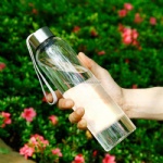 550ml high borosilicate sport glass water bottle