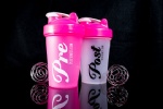 Fitness Shaker Bottles, Pink/White